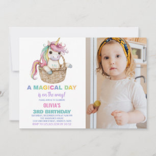 Unicorn Invitations d'anniversaire avec photo