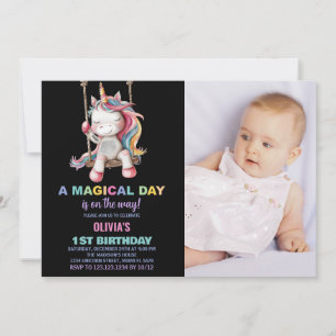 Unicorn Invitations d'anniversaire avec photo