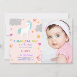 Unicorn Invitations d'anniversaire avec photo