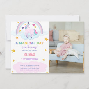 Unicorn Invitations d'anniversaire avec photo