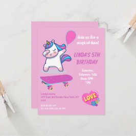 Unicorn Invitations d'anniversaire fille