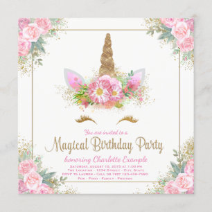 Unicorn Invitations de fête d'anniversaire