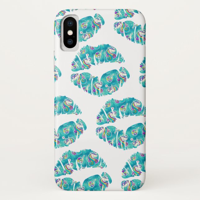 UNICORN Iridescent Aquamarin Foil Metallic KISS LI Case-Mate iPhone Hülle (Rückseite)