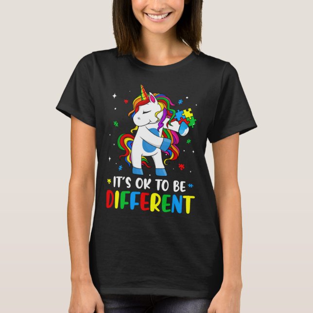 Unicorn Its Ok To Be Different Autism Awareness Fo T-Shirt (Vorderseite)