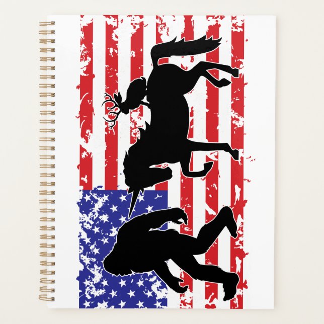 Unicorn, Jackalope, Bigfoot and the American Flag (Devant)
