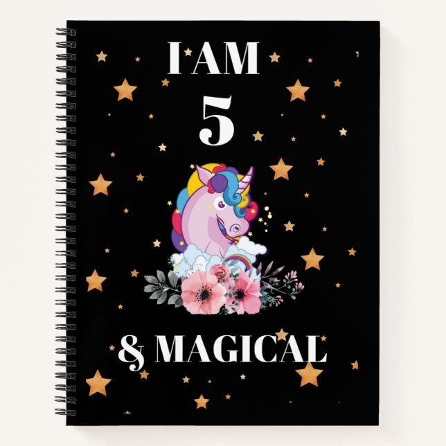 Unicorn Journal I am 5 & Magical notebook Notizbuch (Vorderseite)