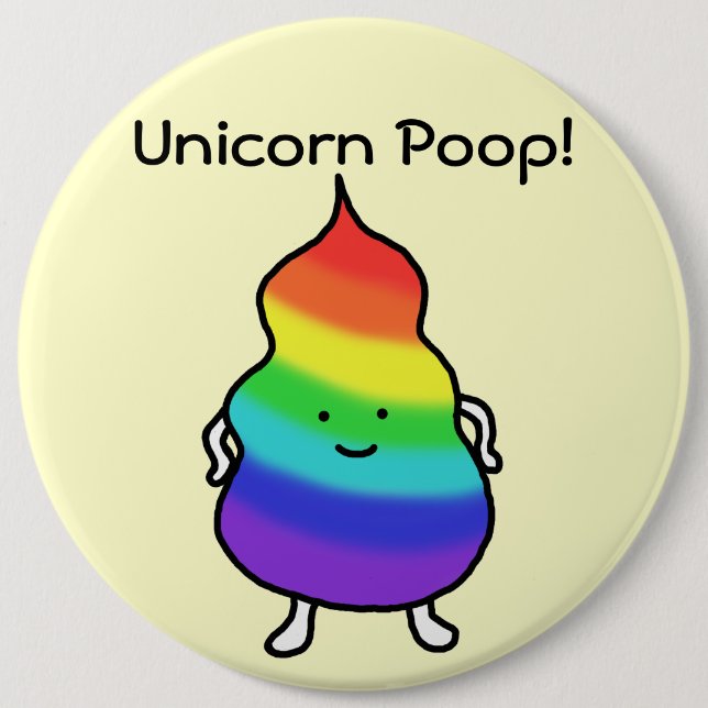 Unicorn kacken lustigen Knopf-Regenbogen kacken Button (Vorderseite)