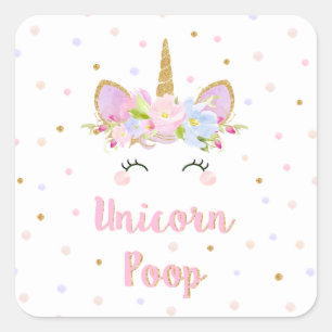 Unicorn kacken quadratischer aufkleber