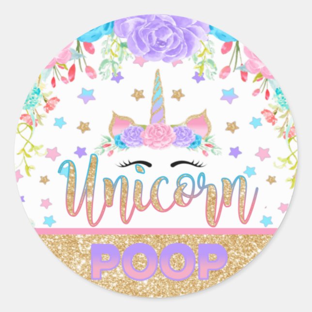 Unicorn kacken runder aufkleber (Vorderseite)