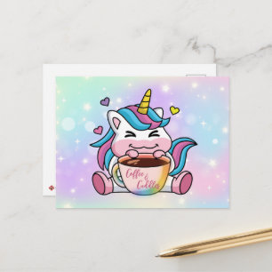 Unicorn-Kaffee und -Cuddles Postkarte