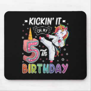 Unicorn Karate 5. Geburtstag Fünf 5 Jahre alter Ta Mousepad