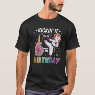 Unicorn Karate 6. Geburtstag 6 x 6 Jahre alter Tae T-Shirt