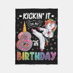 Unicorn Karate 8. Geburtstag 8 Jahre alter Taek Fleecedecke
