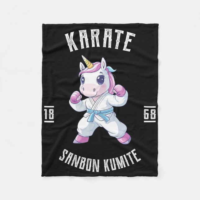 Unicorn Karate - Japanischer Kampfkünstler Fleecedecke (Vorderseite)