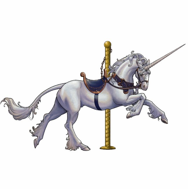 Unicorn-Karussell-Ausschnitt/Button Freistehende Fotoskulptur (Vorne)