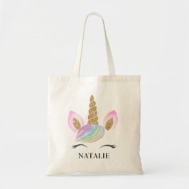 Unicorn Kids Gold Glitzer Rosa Personalisiertes Ge Tragetasche