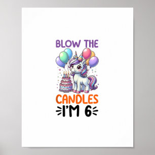 Unicorn Kinder 6. Geburtstagsparty Junge 6 Jahre a Poster