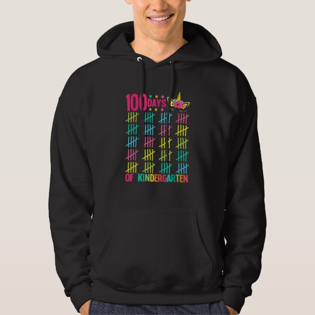 Unicorn Kindergarten 100 Days Of School Girl Magic Hoodie (Vorderseite)