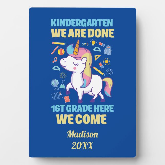 Unicorn Kindergarten Abschluss 1. Klasse Fotoplatte (Vorderseite)