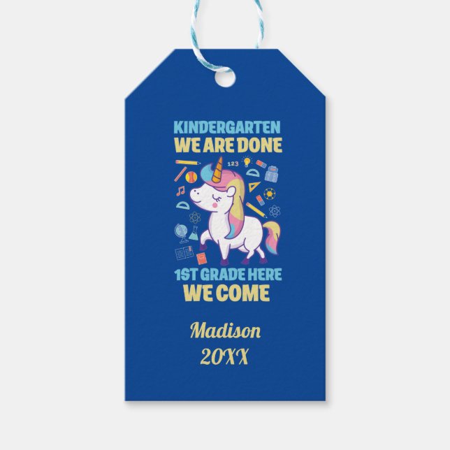 Unicorn Kindergarten Abschluss 1. Klasse Geschenkanhänger (Vorderseite)