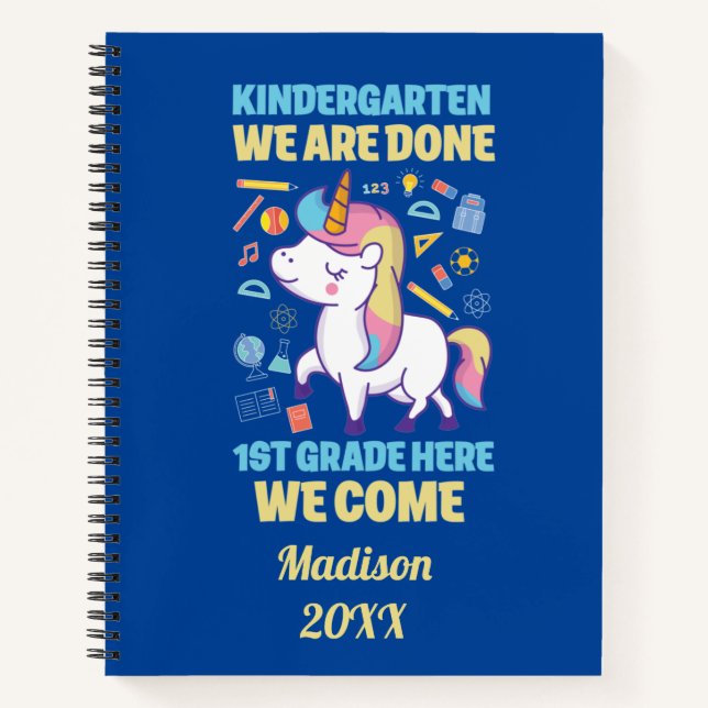 Unicorn Kindergarten Abschluss 1. Klasse Notizbuch (Vorderseite)