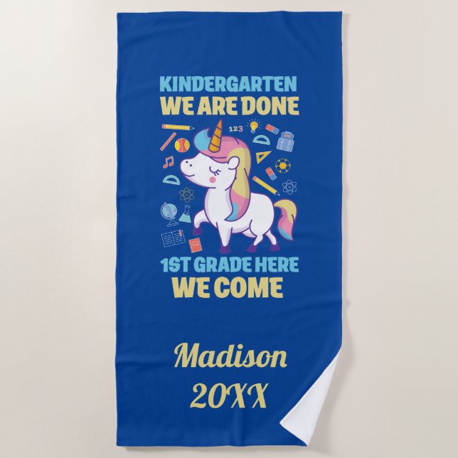 Unicorn Kindergarten Abschluss 1. Klasse Strandtuch (Vorderseite)