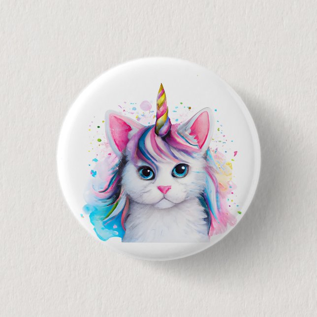 Unicorn Kitten Button (Vorderseite)