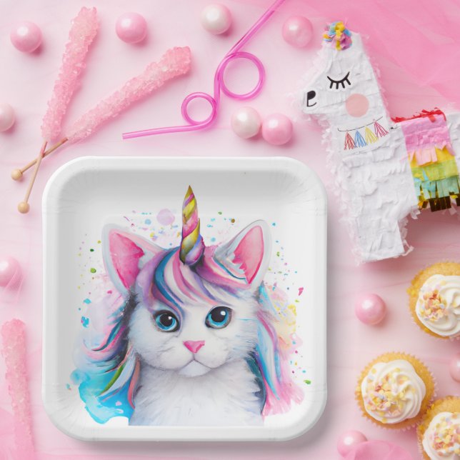 Unicorn Kitten Pappteller (Party)