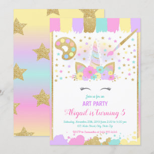 Unicorn-Kunst-Party-Geburtstags-Einladung, Unicorn Einladung