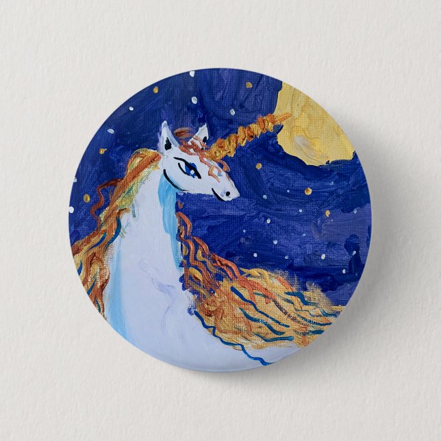 Unicorn "Kunst von Kindern" Button (Vorderseite)