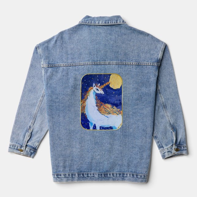 Unicorn "Kunst von Kindern" Jeansjacke (Rückseite)
