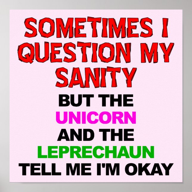 Unicorn Leprechaun Funny Poster Sign (Vorne)