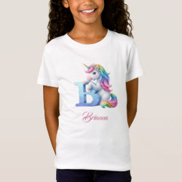 Unicorn Letter B monogramm erster magischer Tag T-Shirt