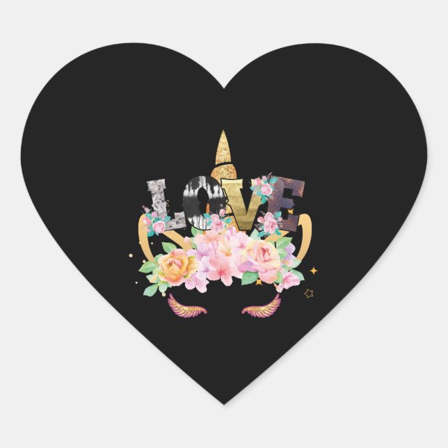UNICORN-LIEBE Herz-Aufkleber (Vorderseite)
