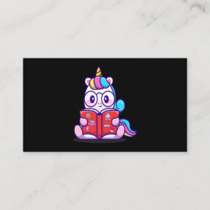 Unicorn liest hier Notizbuch Visitenkarte