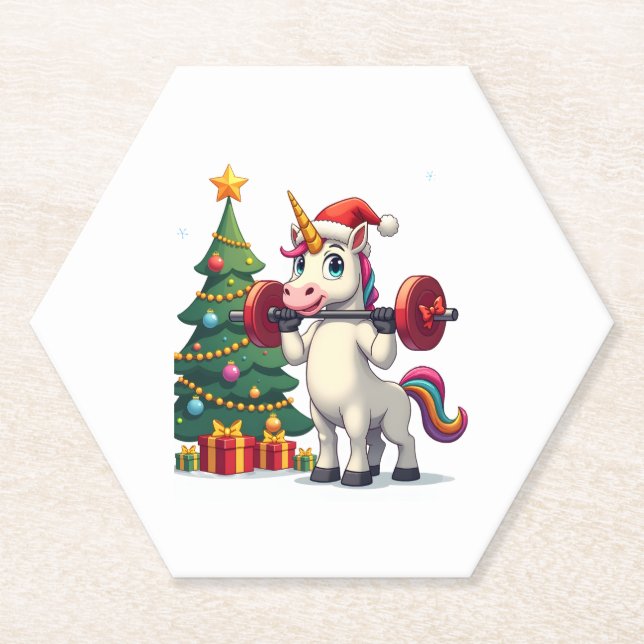 Unicorn Lifting Christmas Weightlifting Deadlift G Untersetzer (Vorderseite)