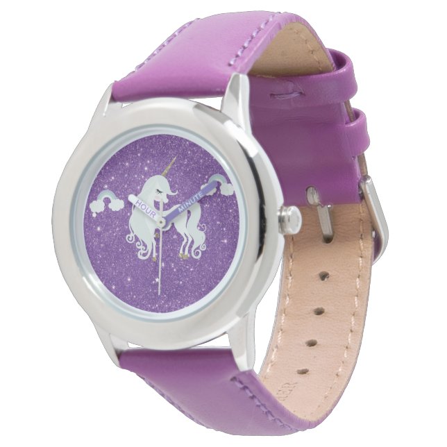 Unicorn Lila Glitzer eWatch Armbanduhr (Schrägansicht)