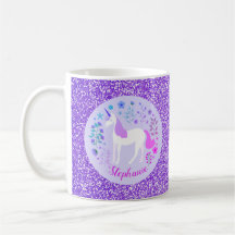Unicorn Lila Glitzer Personalisierter Name