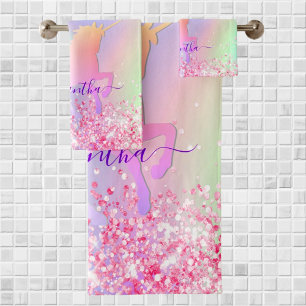 Unicorn lila Konfetti-Mädchen Badhandtuch Set