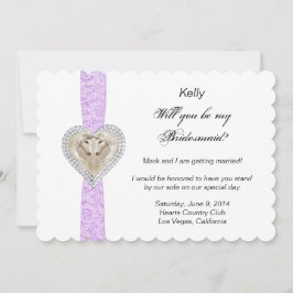 Unicorn Lila Lace Wedding Bridesmaid Card Einladung