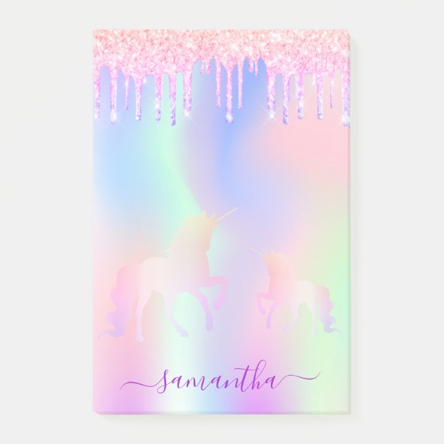 Unicorn lila Mädchen Post-it Klebezettel (Vorderseite)
