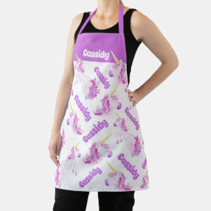 Unicorn lila rosa personalisierter Name Schürze