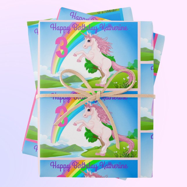 Unicorn Little Girl's Birthday Party Geschenk Wrap Geschenkpapier Set (Von Creator hochgeladen)