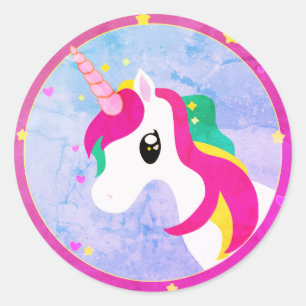 Unicorn Logo-Cartoon Runder Aufkleber