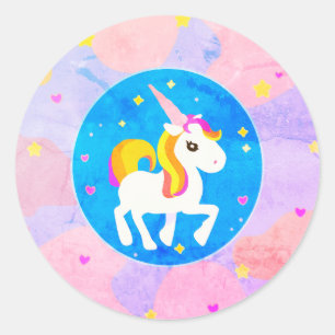 Unicorn Logo-Cartoon Runder Aufkleber