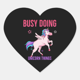 Unicorn Lover beschäftigt Doing Unicorn Dinge Rain Herz-Aufkleber