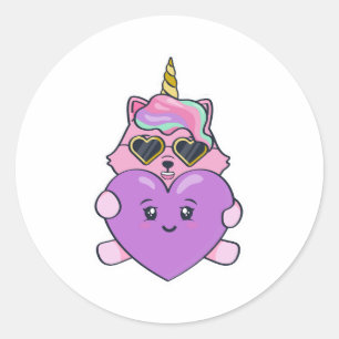 Unicorn Lovers Runder Aufkleber