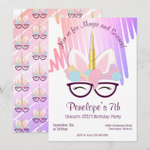 Unicorn lunettes Magique STEM Invitation Anniversa