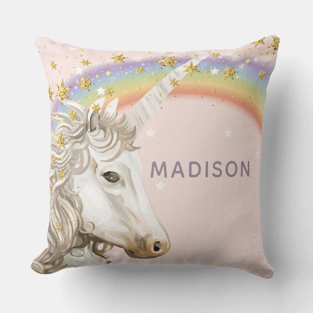 Unicorn Luxury Gold Glitzer Kissen (Vorderseite)
