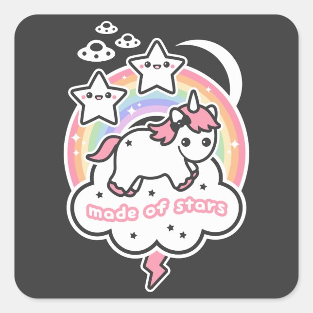 Unicorn Made of Stars Quadratischer Aufkleber (Vorderseite)